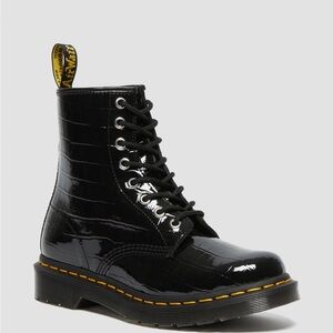 Dr. Martens 1460 Patent Leather Crocodile Print Boots
